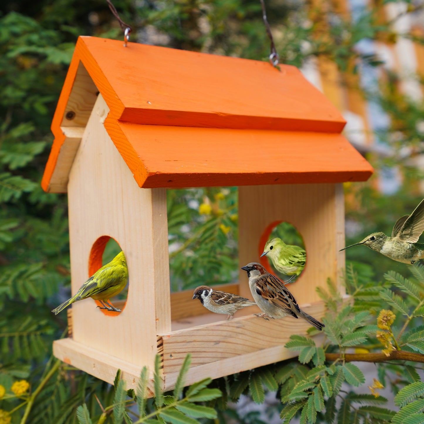 Bird Feeder~ Wooden Hangable Cket